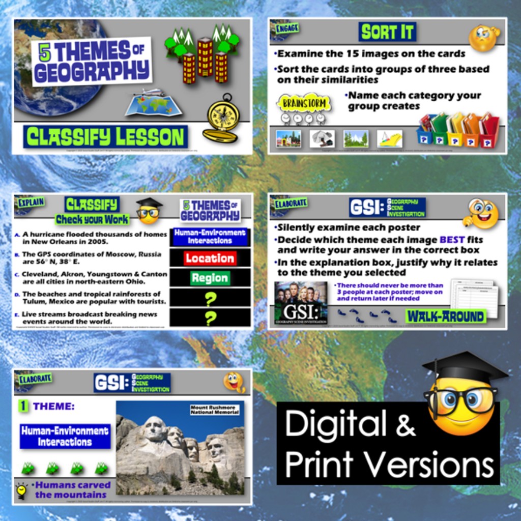 The Five Themes of Geography WalkAround Activity and Lesson - Print ...