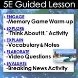 5E Guided Lesson structure with activities on a blue background