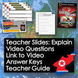 Educational materials on North Korea with text overlay