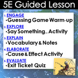 5E Guided Lesson structure with activities on a blue background