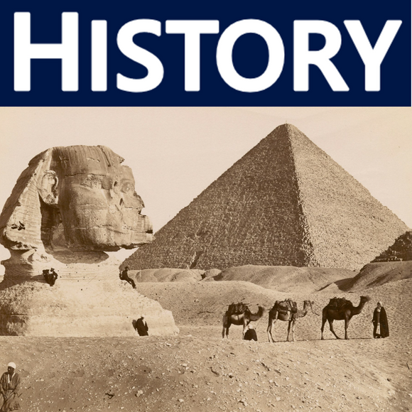 History title picture showing hte Pyramids of Egypt and the Sphinx.