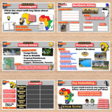 Educational materials about African regions on a wooden surface