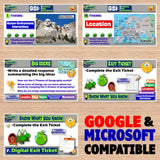 Educational software interface with various educational content on a wooden background