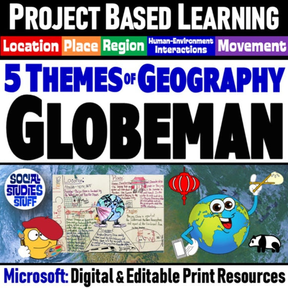 5 Themes of Geography Research Project - GlobeMan PBL Activity - MS Digital Resources