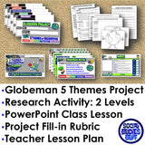 5 Themes of Geography Research Project - Globe-Man Activity | Print & Digital