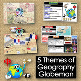 5 Themes of Geography Research Project - Globe-Man Activity | Print & Digital