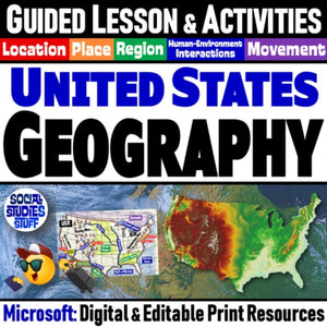 The 5 Themes of Geography United States Lesson & Map Activities - MS Digital Resources