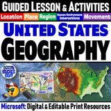 The 5 Themes of Geography United States Lesson & Map Activities - MS Digital Resources