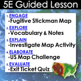 5E Guided Lesson structure with a map of the United States on a blue background