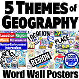 5 Themes of Geography Poster Set - Classroom Word Wall Display | Print & Digital