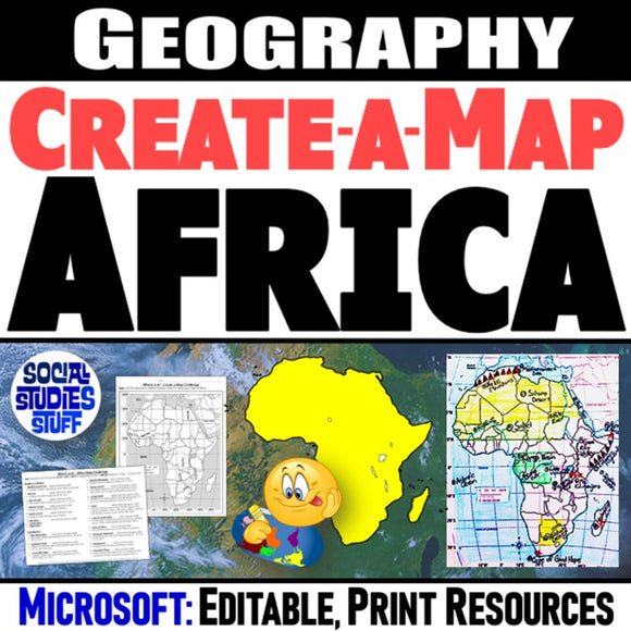 Africa Create a Map Worksheet - Africa Geography Activity