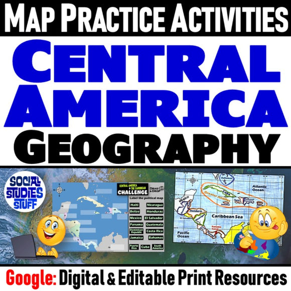 Geography of Central America and the Caribbean Map Practice Activities | Google