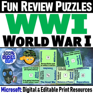 World War 1 Vocabulary Puzzle WWI Review Activity Social Studies Stuff Lesson Resources