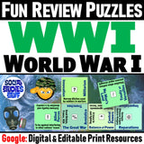 World War 1 Vocabulary Puzzle WWI Review Activity Social Studies Stuff Google Lesson Resources