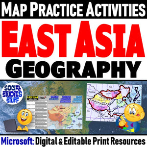 Geography of East Asia Map Practice Activities | Print and Digital | Microsoft