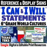 I Can Statements and Signs World Cultures 6th Grade TEKS Social Studies Stuff Google Lesson Resources