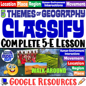 Digital Classify Five Themes of Geography Social Studies Stuff Google 5 Themes Lesson Resources