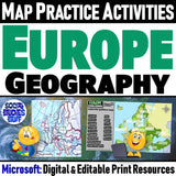 Geography of Europe Map Practice Activities | Print and Digital | Microsoft