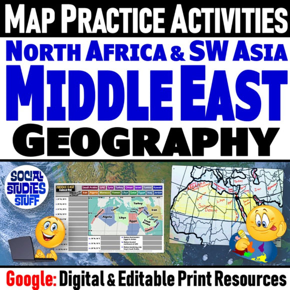 Digital Middle East Map Practice Activities North Africa and SW Asia Social Studies Stuff Google Lesson Resources