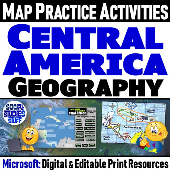 Geography of Central America and Caribbean Map Practice Activities | Microsoft