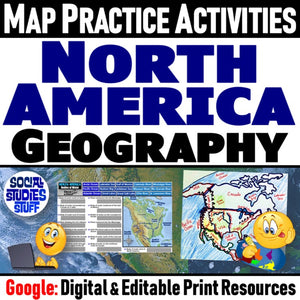 North America Digital Map Practice Activities Social Studies Stuff Google USA Canada Mexico Lesson Resources