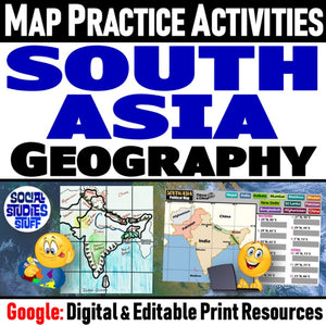 South Asia Map Practice Activities India Region Social Studies Stuff Google Lesson Resources