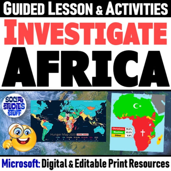 Africa Geography, Map Activities & Misconceptions Lesson - MS Digital Resources