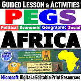 Africa PEGS Factors Lesson - Politics Economy Geography Social - MS Digital Resources