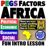 Africa PEGS Factors Lesson - Politics Economy Geography Social | Print & Digital