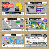 Africa PEGS Factors Lesson - Politics Economy Geography Social | Print & Digital