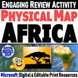 Africa Physical Map Practice Worksheet - African Geography Activity - Microsoft Resource