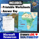 Africa Physical Map Practice Worksheet - African Geography Activity - Microsoft Resource