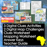 Collection of educational materials on Africa with digital map activities and worksheets.