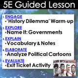 Educational slide with 5E Guided Lesson structure on a blue background