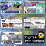 Educational materials on a world map with digital and print versions highlighted.