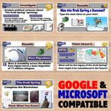 Educational materials on a wooden surface with Google and Microsoft compatibility text.
