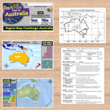 Educational materials about Australia on a wooden surface