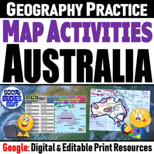 Australia Geography & Oceania Map Skills Practice Activities - Google Digital Resources