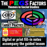 Australia PEGS Factors Lesson - Politics Economy Geography Social - MS Digital Resources