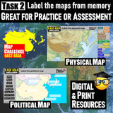 Geography of East Asia Map Practice Activities | Print and Digital | Microsoft