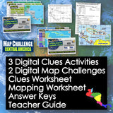 Collection of educational materials on Central America with digital map activities and worksheets.