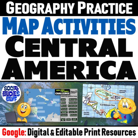 Central America Geography & Map Skills Practice Activities - Google Digital Resources