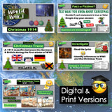 Educational materials on World War I Christmas 1914 with digital and print versions.