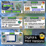 Educational materials for creating a continent project with map skills focus.
