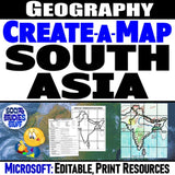 India and South Asia Geography Activity - South Asia Create a Map Worksheet