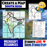 India and South Asia Geography Activity - South Asia Create a Map Worksheet