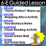 Educational lesson plan outline with activities on a map of Africa background