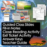 Educational resources including slides, notes, and activities on a world map background.