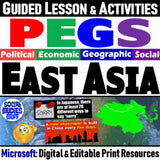 East Asia PEGS Factors Lesson - Politics Economy Geography Social - MS Digital Resources