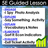 5E Guided Lesson structure with activities on a blue background